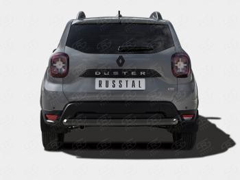 8 699 р. Защита заднего бампера (Ø63 мм, окрашенная) Russtal  Renault Duster  HM (2020-2024) (цвет черный муар)  с доставкой в г. Калуга. Увеличить фотографию 1