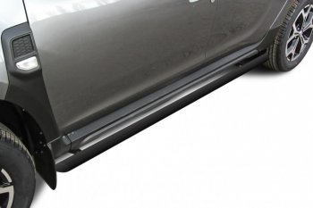 7 599 р. Защита порогов Slitkoff (Ø57 мм)  Renault Duster  HM (2020-2024) (Сталь окрашенная, цвет черный)  с доставкой в г. Калуга. Увеличить фотографию 1