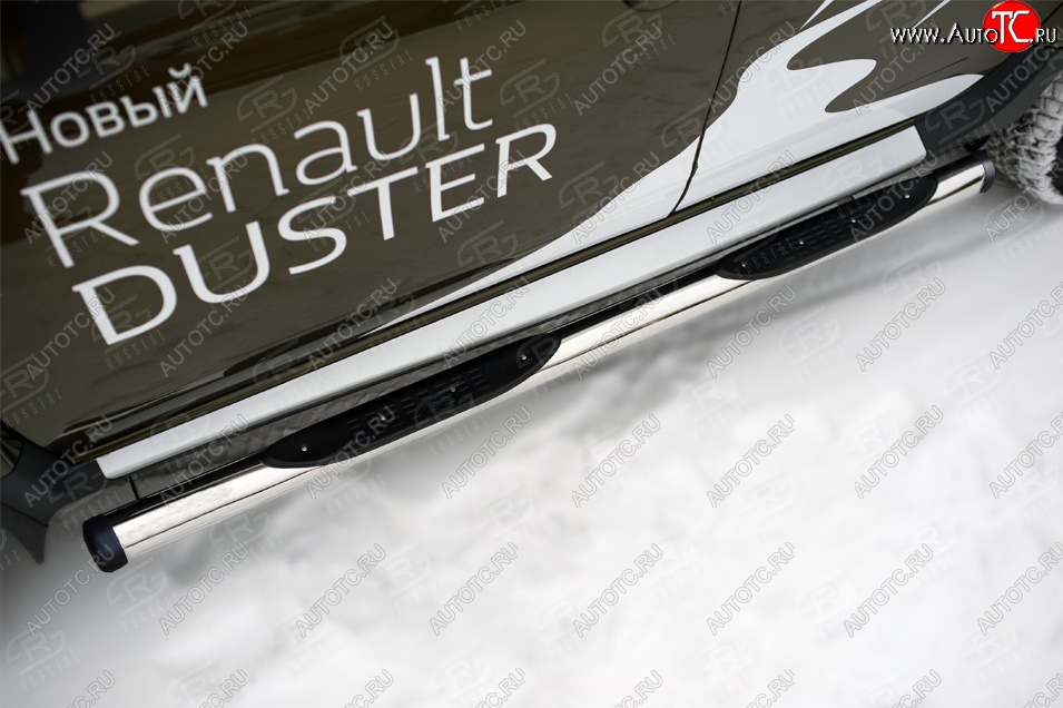 9 549 р. Пороги труба d76 с накладкой Russtal (чёрные V2)  Renault Duster  HS (2015-2021)  с доставкой в г. Калуга