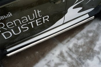 16 299 р. Защита порогов (Ø63 мм, нержавейка) Russtal  Renault Duster  HS (2015-2021) (торцы со скосом 45°)  с доставкой в г. Калуга. Увеличить фотографию 1