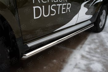 16 299 р. Защита порогов (Ø63 мм, нержавейка) Russtal  Renault Duster  HS (2015-2021) (торцы со скосом 45°)  с доставкой в г. Калуга. Увеличить фотографию 2