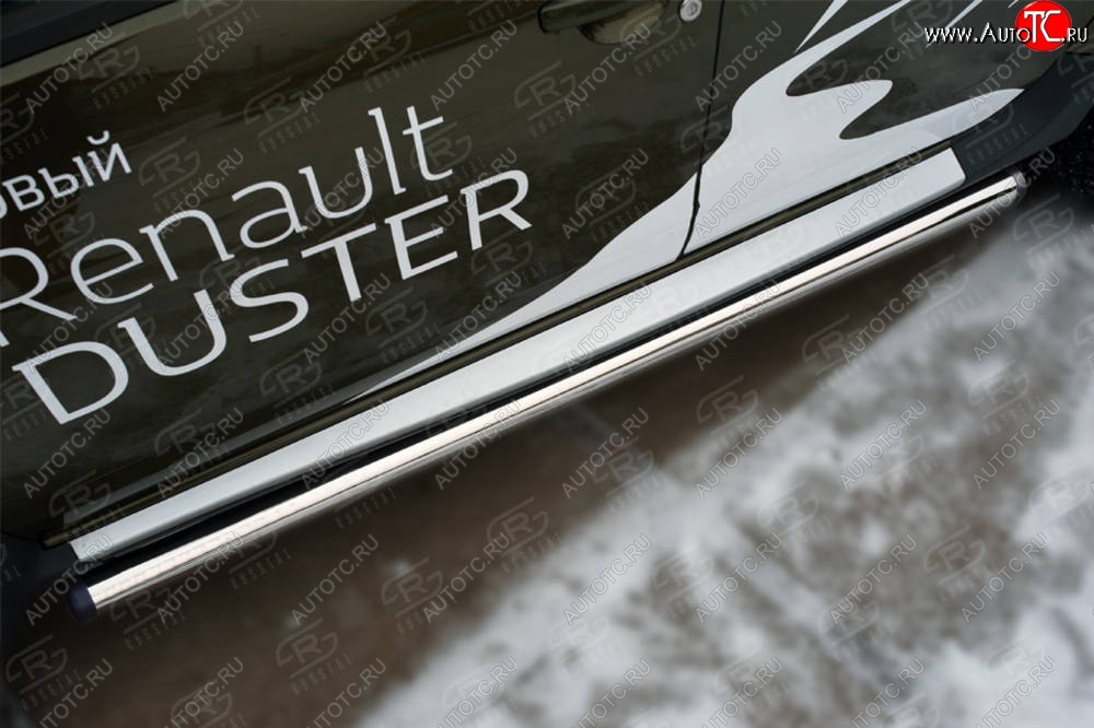 15 299 р. Защита порогов (Ø63 мм, нержавейка) Russtal  Renault Duster  HS (2015-2021) (с пластиковыми заглушками)  с доставкой в г. Калуга