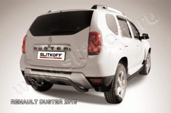 6 349 р. Защита задняя Slitkoff  Renault Duster  HS (2015-2021) (Цвет: серебристый)  с доставкой в г. Калуга. Увеличить фотографию 1
