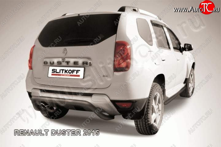 6 349 р. Защита задняя Slitkoff  Renault Duster  HS (2015-2021) (Цвет: серебристый)  с доставкой в г. Калуга