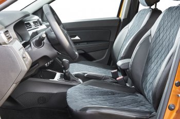 5 949 р. Чехлы для сидений Seintex Ромб Алькантара (спинка 40/60)  Renault Duster  HS (2015-2021) (Цвет: черный)  с доставкой в г. Калуга. Увеличить фотографию 3