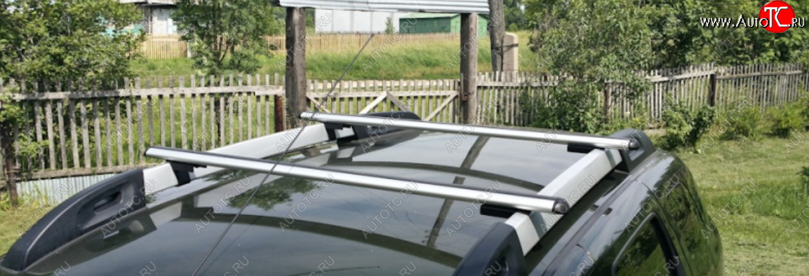 5 199 р. Багажник на крышу с рейлингами Атлант Renault Duster HS рестайлинг (2015-2021) (Прямоугольные поперечины)  с доставкой в г. Калуга