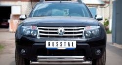 15 999 р. Защита переднего бампера (2 трубыØ63 и 42 мм, нержавейка) Russtal  Renault Duster  HS (2010-2015)  с доставкой в г. Калуга. Увеличить фотографию 1