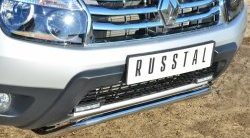 10 399 р. Защита переднего бампера (Ø42 мм, нержавейка, 4х4) Russtal  Renault Duster  HS (2010-2015)  с доставкой в г. Калуга. Увеличить фотографию 2