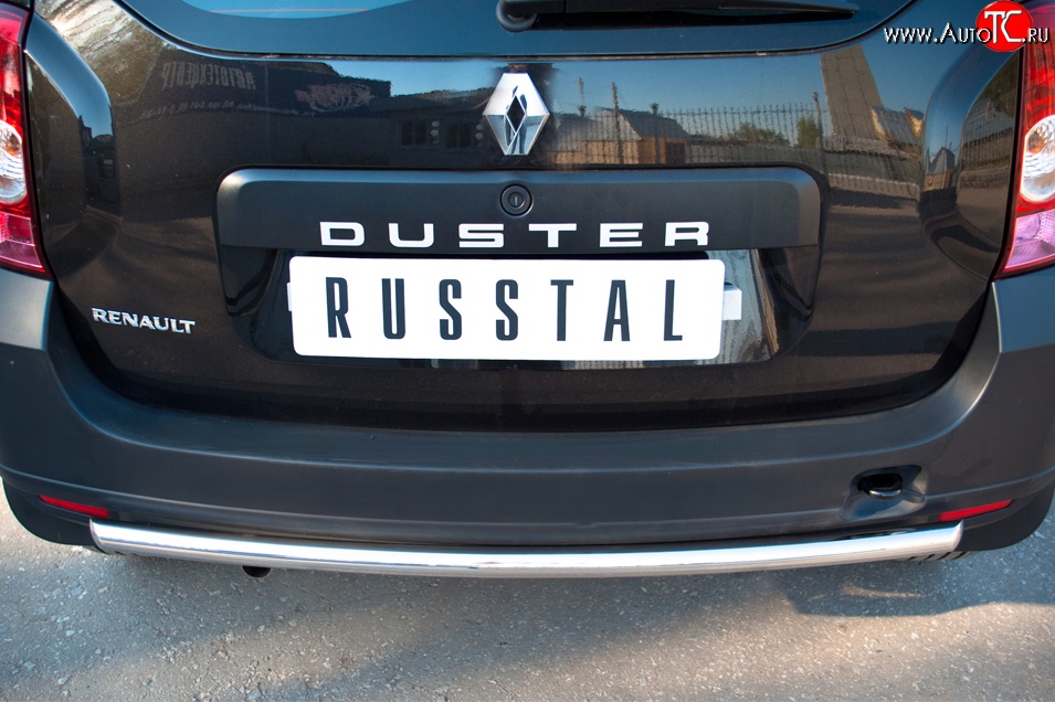 10 399 р. Защита заднего бампера (Ø42 мм, нержавейка, 4х2) Russtal  Renault Duster  HS (2010-2015)  с доставкой в г. Калуга