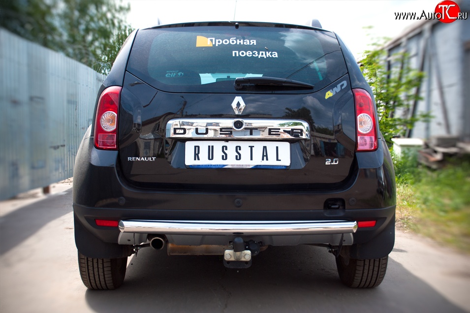 12 499 р. Одинарная защита заднего бампера из трубы диаметром 63 мм (4x4) Russtal  Renault Duster  HS (2010-2015)  с доставкой в г. Калуга
