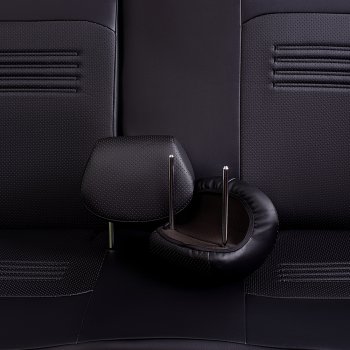 8 749 р. Чехлы для сидений Lord Autofashion Турин (экокожа, сплошная спинка, 2 П-образных подголовника)  Renault Duster  HS - Sandero  (BS) (Черный, вставка черная)  с доставкой в г. Калуга. Увеличить фотографию 5