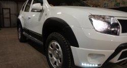 3 299 р. Накладки на боковые части переднего бампера с LED ДХО Drive  Renault Duster  HS (2010-2015) (Неокрашенная)  с доставкой в г. Калуга. Увеличить фотографию 2