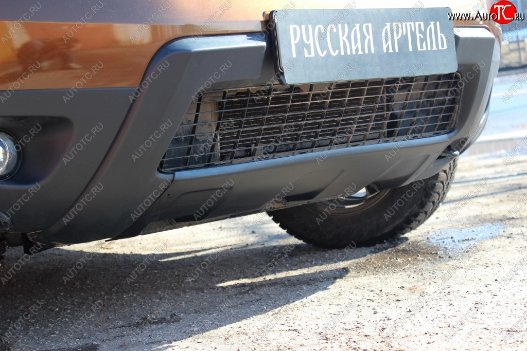 6 449 р. Накладка на передний бампер RA (усиленная)  Renault Duster  HS (2010-2015) (Поверхность шагрень (серый металлик))  с доставкой в г. Калуга