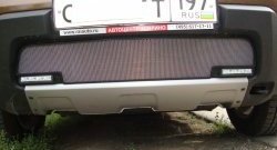 1 539 р. Сетка на бампер с вырезом под ДХО Russtal (хром)  Renault Duster  HS (2010-2015)  с доставкой в г. Калуга. Увеличить фотографию 2
