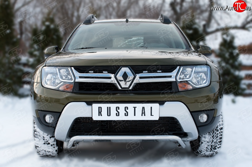 11 449 р. Защита переднего бампера (Ø42 мм волна, нержавейка) Russtal  Renault Duster  HS (2015-2021)  с доставкой в г. Калуга