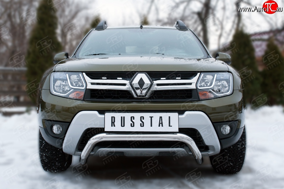 12 999 р. Защита переднего бампера (Ø63 мм волна, нержавейка) Russtal  Renault Duster  HS (2015-2021)  с доставкой в г. Калуга