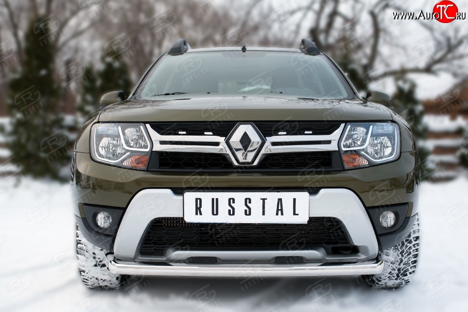12 999 р. Одинарная защита переднего бампера диаметром 63 мм (рестайлинг) Russtal Renault Duster HS рестайлинг (2015-2021)  с доставкой в г. Калуга