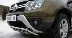 15 649 р. Защита переднего бампера (Ø42 мм с зубами, нержавейка) Russtal  Renault Duster  HS (2010-2021)  с доставкой в г. Калуга. Увеличить фотографию 3
