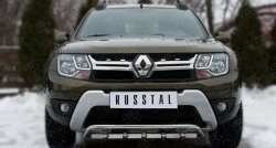 Защита переднего бампера (Ø42 мм с зубами, нержавейка) Russtal Renault Duster HS рестайлинг (2015-2021)
