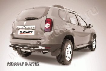 4 999 р. Защита задняя Slitkoff  Renault Duster  HS (2010-2015) (Цвет: серебристый)  с доставкой в г. Калуга. Увеличить фотографию 1