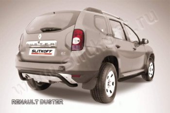 6 349 р. Защита задняя Slitkoff  Renault Duster  HS (2010-2015) (Цвет: серебристый)  с доставкой в г. Калуга. Увеличить фотографию 1
