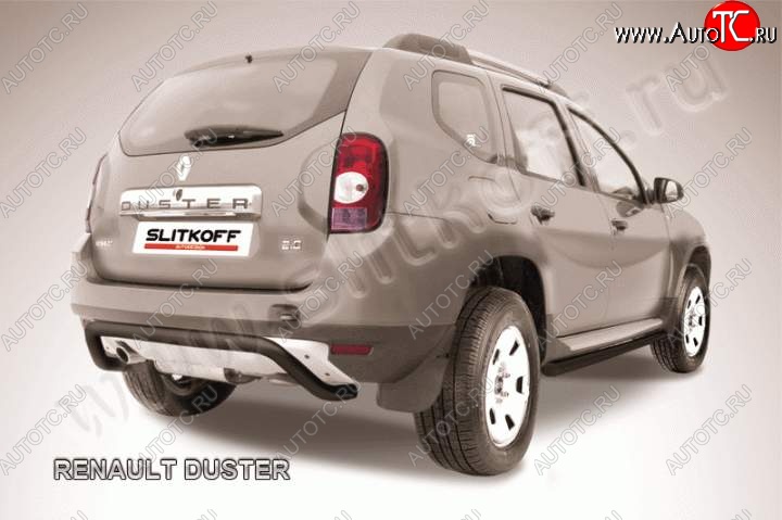 6 349 р. Защита задняя Slitkoff  Renault Duster  HS (2010-2015) (Цвет: серебристый)  с доставкой в г. Калуга