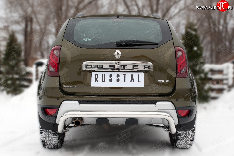 10 399 р. Защита заднего бампера (Ø63 мм волна, нержавейка) Russtal  Renault Duster  HS (2015-2021)  с доставкой в г. Калуга