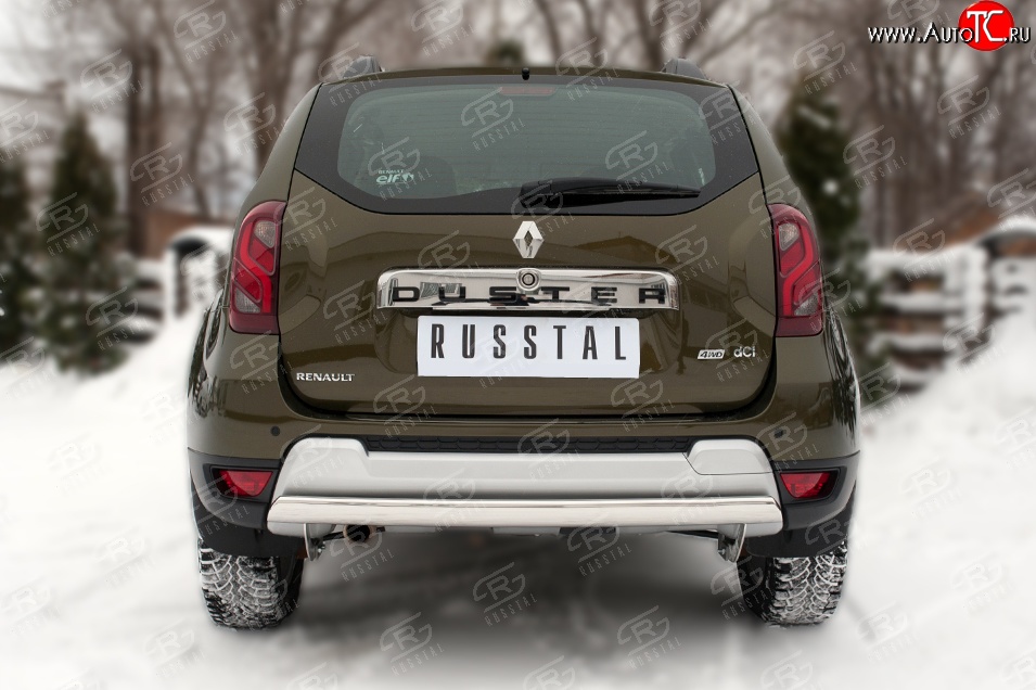 15 999 р. Защита заднего бампера (Ø75x42 мм, нержавейка) Russtal  Renault Duster  HS (2015-2021)  с доставкой в г. Калуга