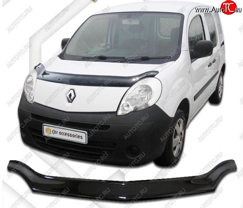 1 999 р. Дефлектор капота CA-Plastiс  Renault Kangoo  KW0 (2008-2013) дорестайлинг (Classic черный, Без надписи)  с доставкой в г. Калуга