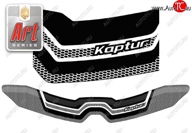 2 349 р. Дефлектор капота CA-Plastiс  Renault Kaptur (2016-2024) (Серия Art графит)  с доставкой в г. Калуга