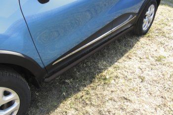 7 599 р. Защита порогов Slitkoff  Renault Kaptur (2016-2024) (Цвет: серебристый)  с доставкой в г. Калуга. Увеличить фотографию 1