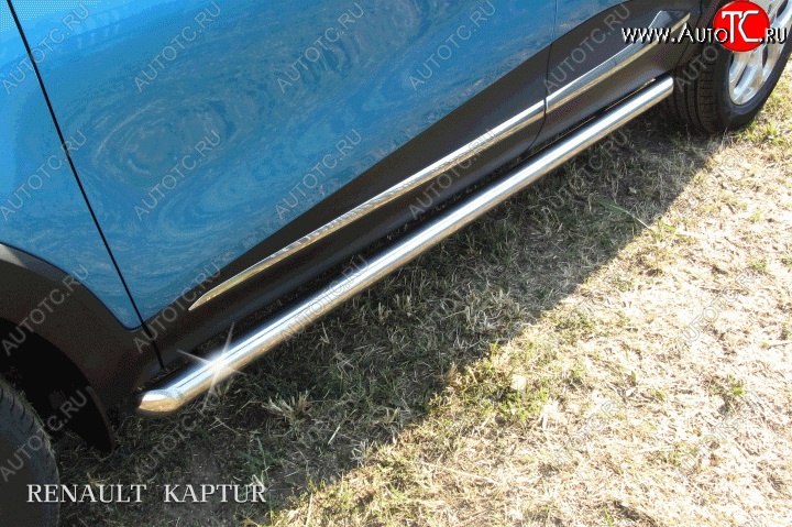 10 899 р. Защита порогов из круглой трубы диаметром 57 мм Slitkoff  Renault Kaptur (2016-2024) (Для автомобиля 2WD)  с доставкой в г. Калуга
