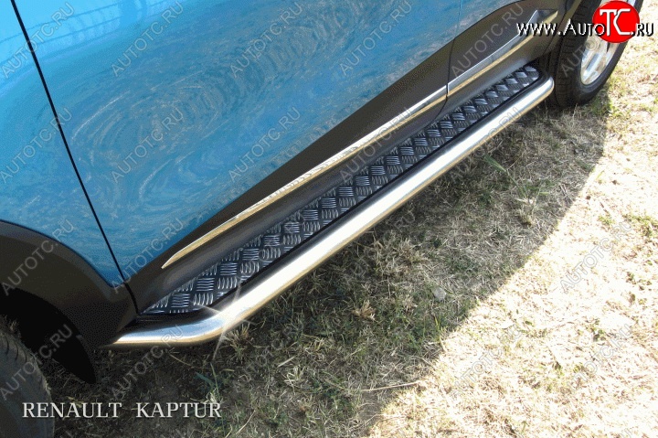 13 949 р. Широкая защита порогов с трубой диаметром d42 Slitkoff  Renault Kaptur (2016-2024) (Для автомобиля 2WD)  с доставкой в г. Калуга