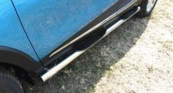 13 949 р. Защита порогов для ног из круглой трубы диаметром 76 мм Slitkoff  Renault Kaptur (2016-2024) (Для автомобиля 2WD)  с доставкой в г. Калуга. Увеличить фотографию 1