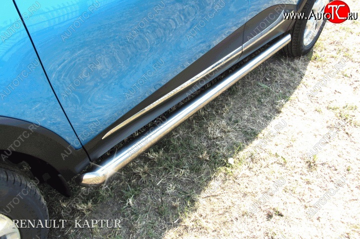 11 999 р. Защита порогов из круглой трубы диаметром 76 мм Slitkoff  Renault Kaptur (2016-2024) (Для автомобиля 2WD)  с доставкой в г. Калуга