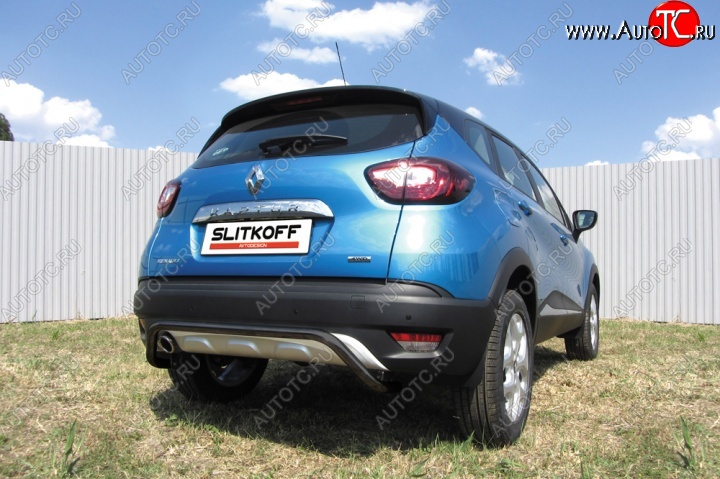 5 549 р. Защита задняя Slitkoff  Renault Kaptur (2016-2020) (Цвет: серебристый)  с доставкой в г. Калуга