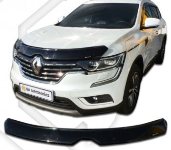 2 169 р. Дефлектор капота CA-Plastic  Renault Koleos  2 (2016-2024) (Classic черный, Без надписи)  с доставкой в г. Калуга. Увеличить фотографию 1