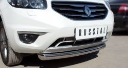 Одинарная защита переднего бампера диаметром 76 мм Russtal Renault Koleos 1 Phase 2 (2011-2013)