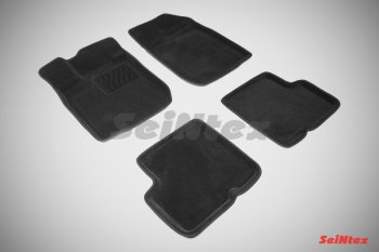 4 299 р. Комплект 3D ковриков в салон (ворсовые / чёрные) Seintex Renault Logan 1 рестайлинг (2010-2016)  с доставкой в г. Калуга. Увеличить фотографию 1