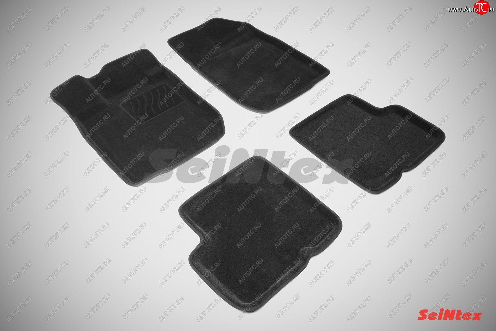 4 299 р. Комплект 3D ковриков в салон (ворсовые / чёрные) Seintex  Renault Logan  1 (2004-2016)  с доставкой в г. Калуга