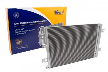 6 449 р. Радиатор кондиционера KRAFT Renault Logan 2 дорестайлинг (2014-2018)  с доставкой в г. Калуга. Увеличить фотографию 1