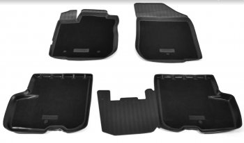 Комплект комбинированых ковриков в салон с повышенной износостойкостью Unidec (полиуретан, текстиль) Renault Logan 2 рестайлинг (2018-2024)  (Черный)