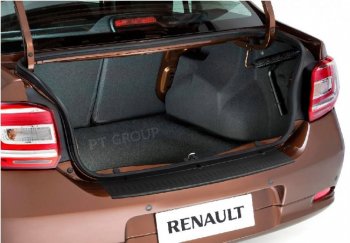 949 р. Накладка защитная на задний бампер Petroil Tuning  Renault Logan  2 (2014-2018) (Текстурная поверхность)  с доставкой в г. Калуга. Увеличить фотографию 1