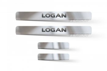 Пороги накладки в проем дверей Petroil Tuning Renault (Рено) Logan (Логан)  2 (2014-2018) 2 дорестайлинг  (Нержавейка)