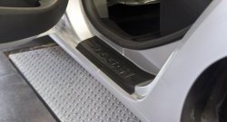 1 699 р. Накладки на порожки автомобиля RA  Renault Logan  2 (2014-2024) (Комплект (4 шт.))  с доставкой в г. Калуга. Увеличить фотографию 2