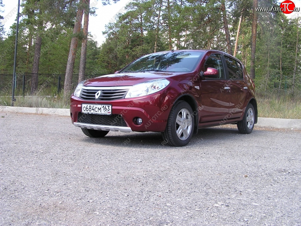 2 099 р. Накладка на передний бампер KART губа  Renault Sandero  (BS) (2009-2014) (Неокрашенная)  с доставкой в г. Калуга