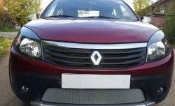 1 539 р. Сетка на бампер Russtal (хром)  Renault Sandero Stepway  (BS) (2010-2014)  с доставкой в г. Калуга. Увеличить фотографию 2