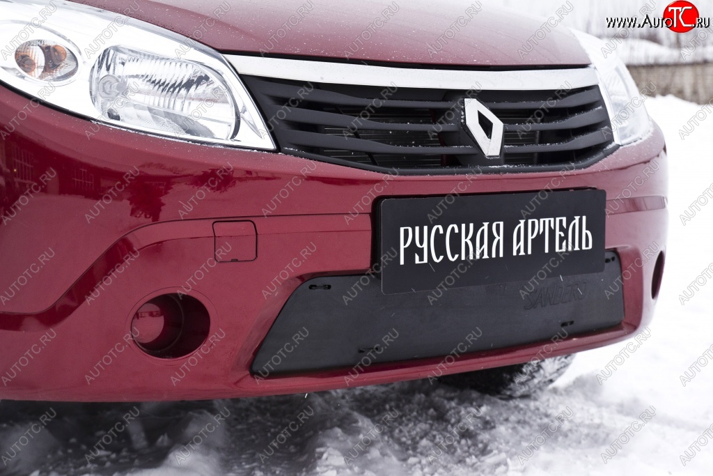 1 099 р. Зимняя заглушка решетки переднего бампера РА  Renault Sandero  (BS) (2009-2014)  с доставкой в г. Калуга
