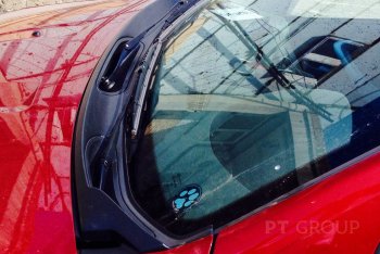 2 389 р. Накладка в проем стеклоочистителей лобового (жабо) Petroil Tuning Renault Sandero (BS) (2009-2014)  с доставкой в г. Калуга. Увеличить фотографию 2