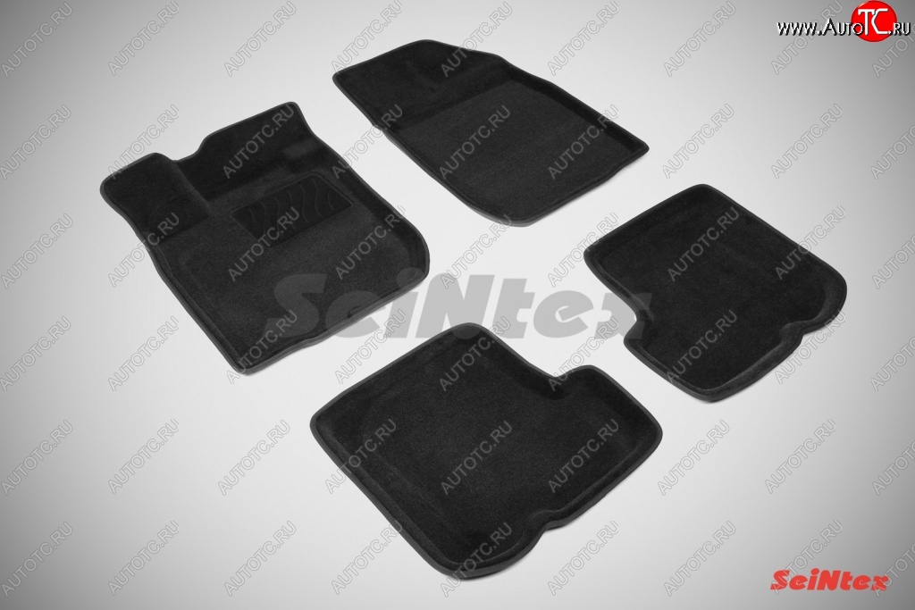 4 299 р. Износостойкие коврики в салон SeiNtex Premium 3D 4 шт. (ворсовые, черные)  Renault Sandero  (BS) (2009-2014)  с доставкой в г. Калуга